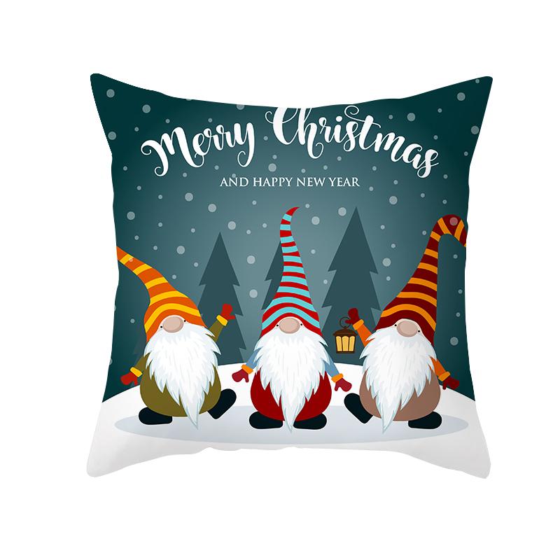 Christmas Cushion Cover Gnome Santa Sleigh Sofa Pillowcase  Decorations Navidad