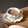 200ml Keramik Blumen Vögel Kaffeetasse Untertasse Sets Keramik Schwarztee Tasse Untertasse Nachmittagstee Paar Untertassen Wasserbecher Hausgeschenk