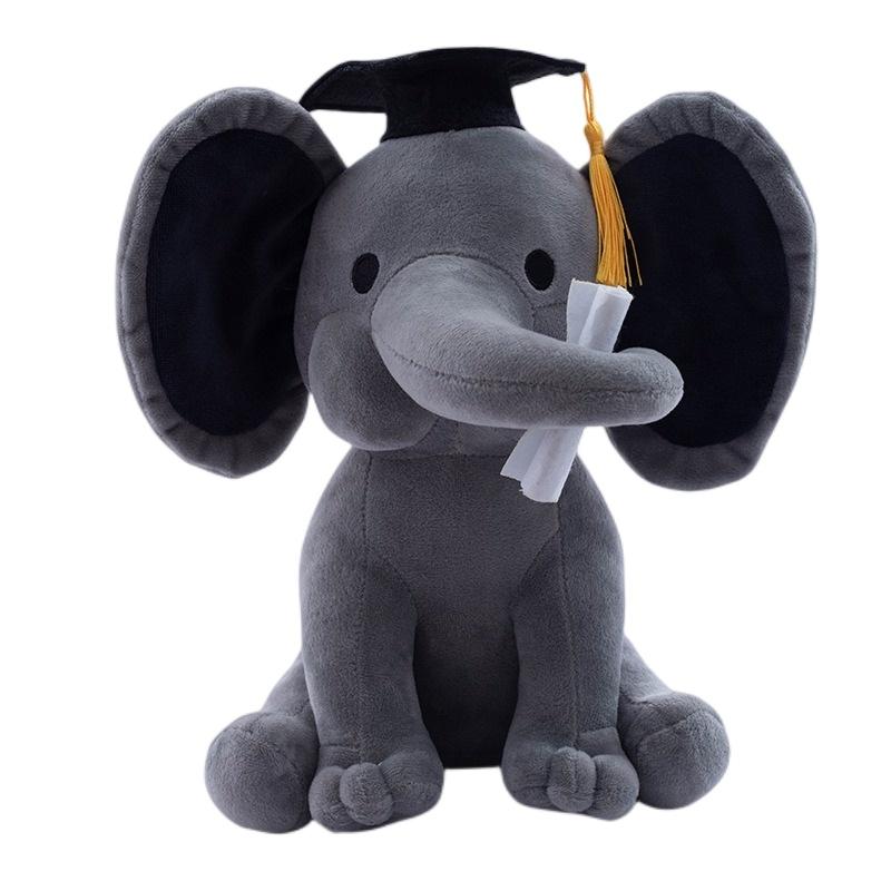 Cute Elephant Plush Toy With Graduation Hat Perfect Graduation Gift