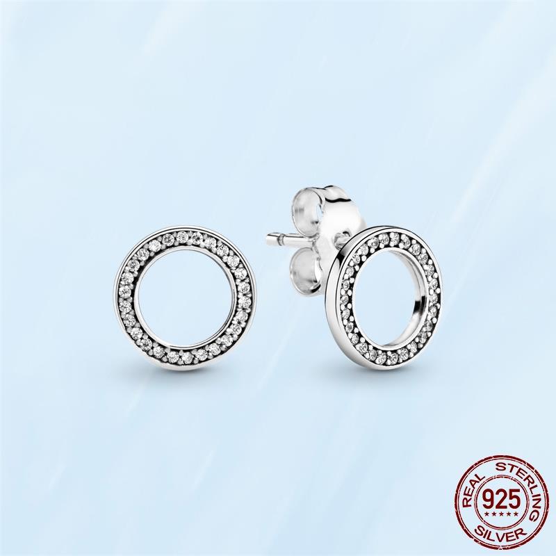 Real Original 925 Sterling Silver Daisy Flower Feather Hoop Heart Stud Earrings Fit Women Fashion Jewelry Engagement Party Gift