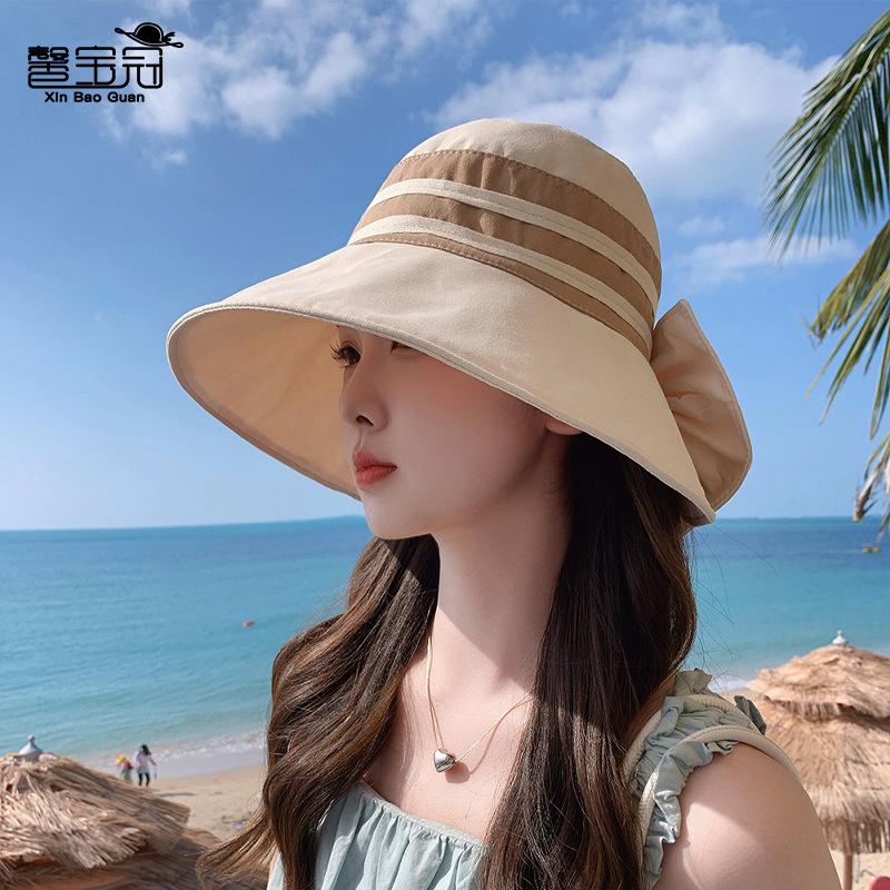 8502 summer sun hat children fashion bow bucket hat outdoor play face cover sun hat