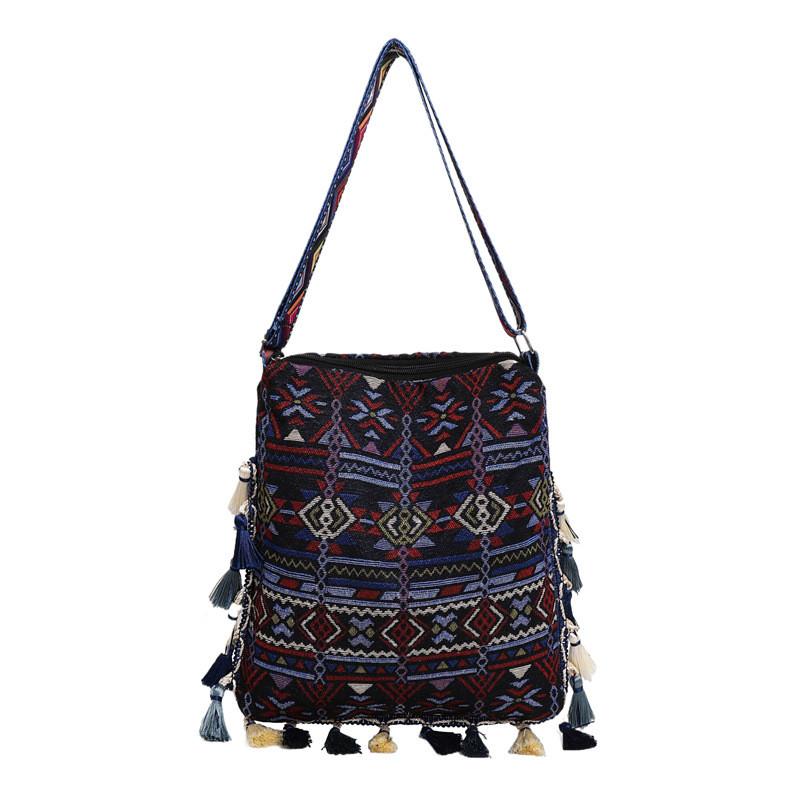 Ethnic Pattern Handheld Tote For Women With Special Fabric And Mobile Pocket For Street Fashion