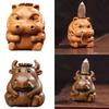 Handcraft Wood Backflow Incenses Burners Wood Carving Cow Hippo Ornament Censers Aromatherapy Diffuser for Home Decors