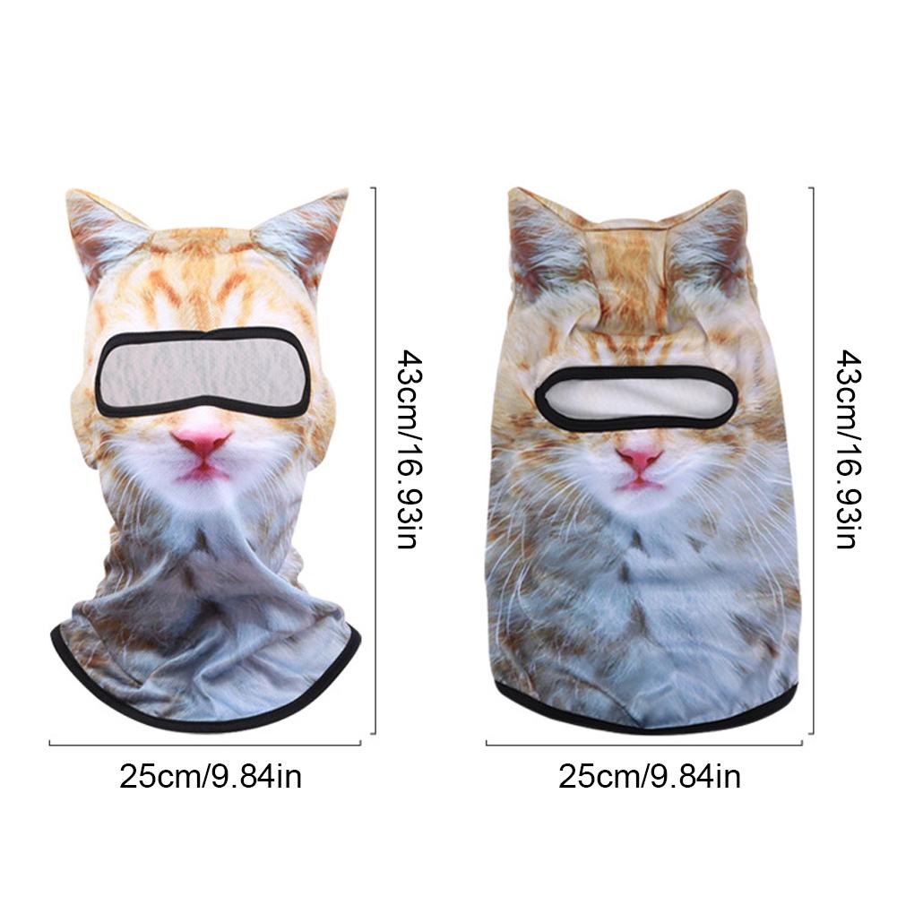 3D Cat Balaclava Cute Animal Print Balaclava with Ears Motorcycle Head Cover Multi-Function Full Face Hood Mask Cycling Headgear