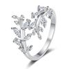 Simple Leaf Zircon Branch Ring - Women's European American Creative Open Index Finger Ring