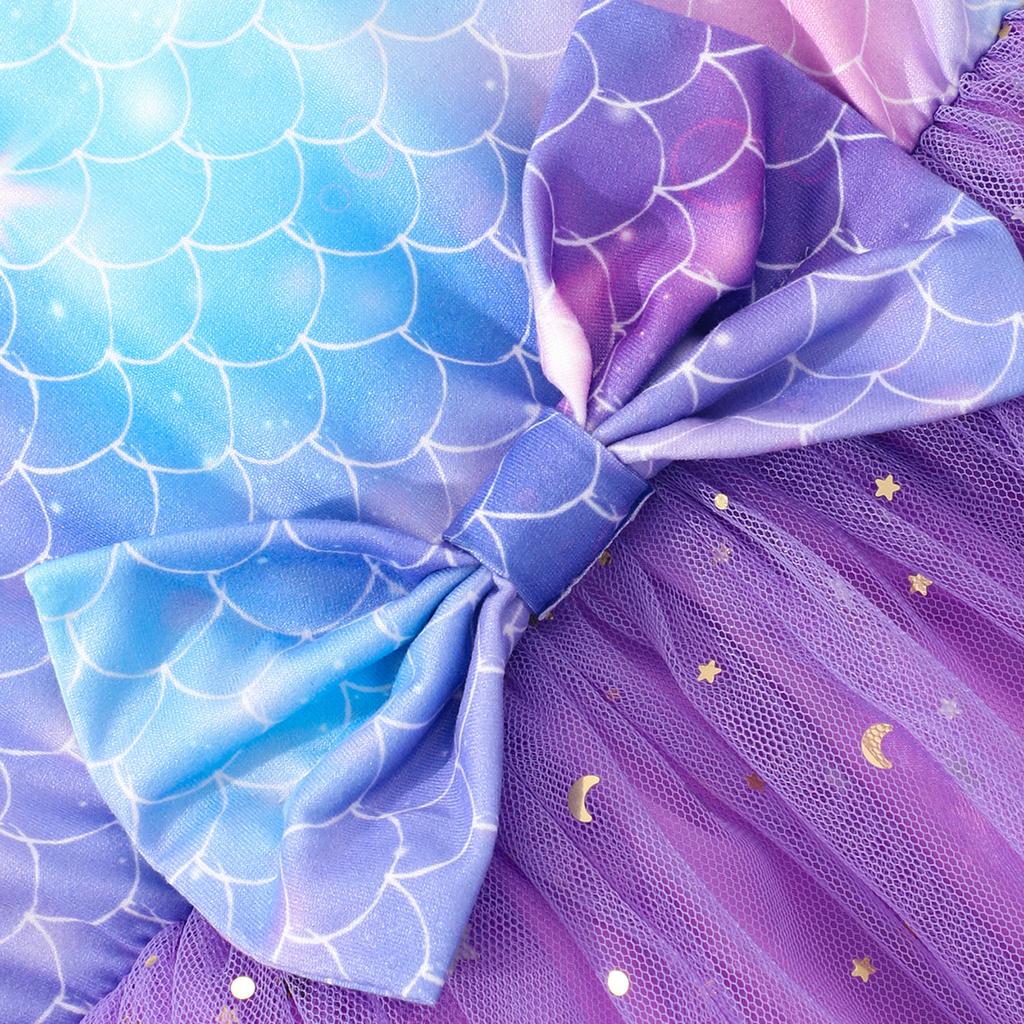 Girls Fashion Fishscale Gauze Princess Dress Spring Summer Casual Dress for Children