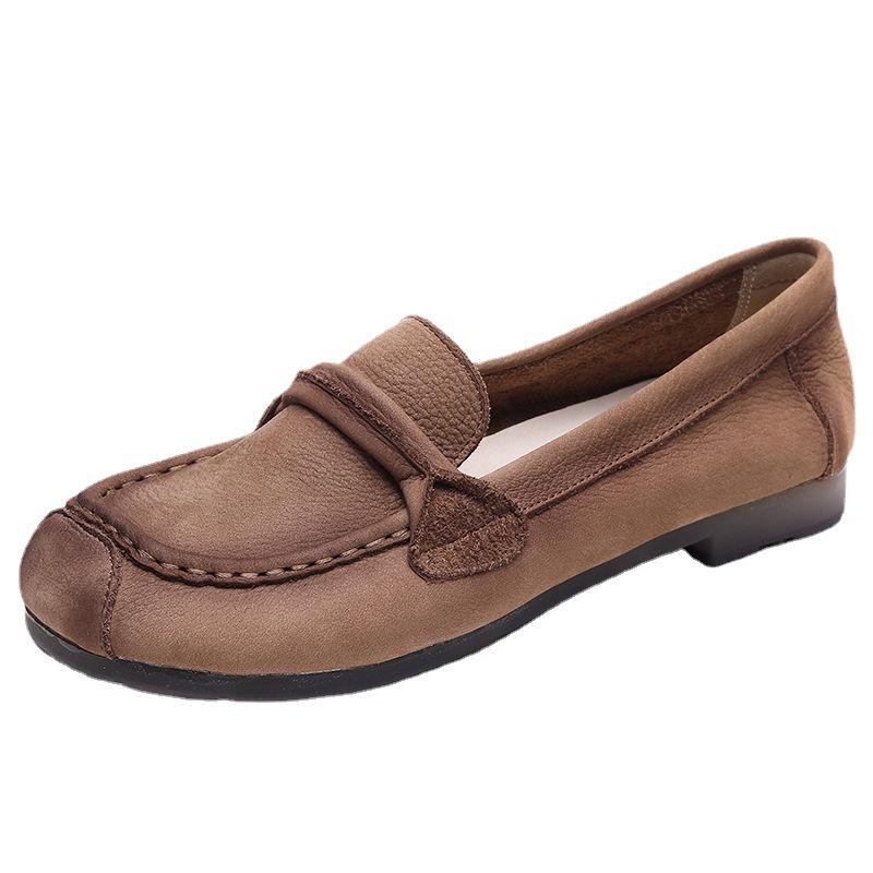 Autumn Women's Soft Sole Genuine Leather Flat Shoes - Comfortable for Pregnant Mothers
