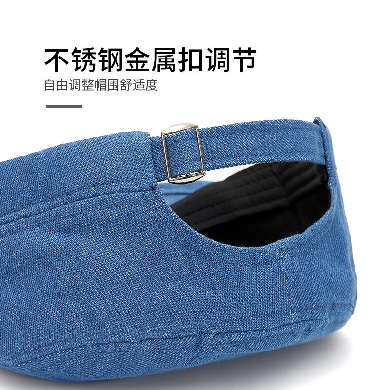 Men's light board denim flat top military hat simple versatile cap women's fashion outdoor visor equestrian hat