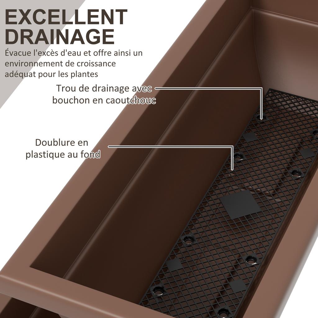 Raised garden bed with tiers, vertical planter, 5 flower boxes, drainage holes, brown steel