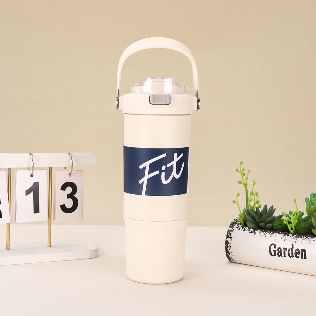 Stainless Steel Handle Car Cup Double Vacuum Spring Cover Thermos Cup Outdoor Fitness Sports Kettle