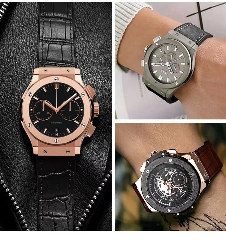 Für HUBLOT BIG BANG Echtes Leder 25mm*19mm Wasserdichtes Herren-Uhrenarmband Kette Uhr Gummi-Uhrenkette