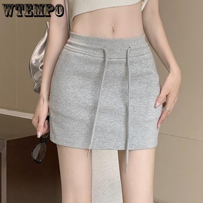 Spicy Girl Kordelzug Sport Kurzer Rock Sommer Mädchen Hohe Taille Vielseitiger Wickel Hip A-Linie Halblanger Rock