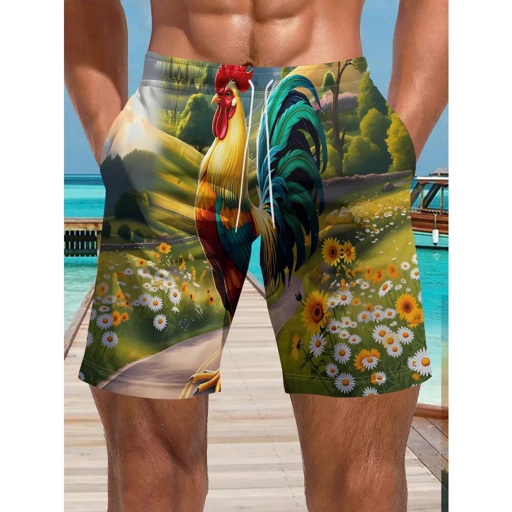 Men's Casual Shorts Outdoor Wear Fish Colorful 3D Printed Shorts Loose Casual Plus Breathable Cool Summer Versatile Shorts