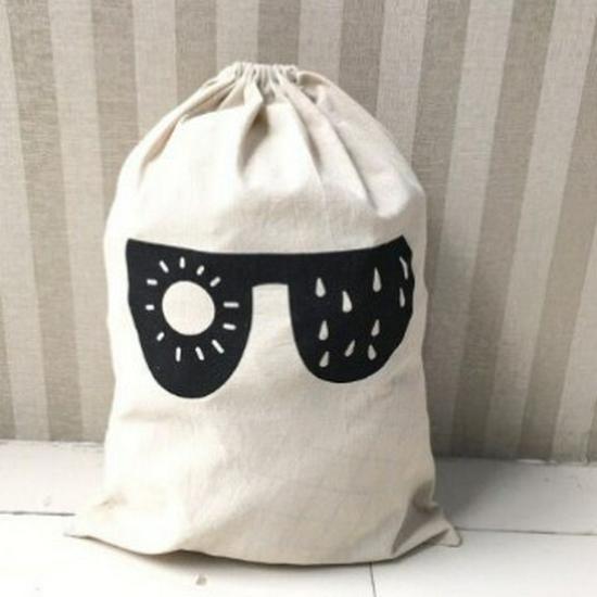 Custom Logo Cotton Drawstring Canvas Pouch - Clothes Storage Linen Bag