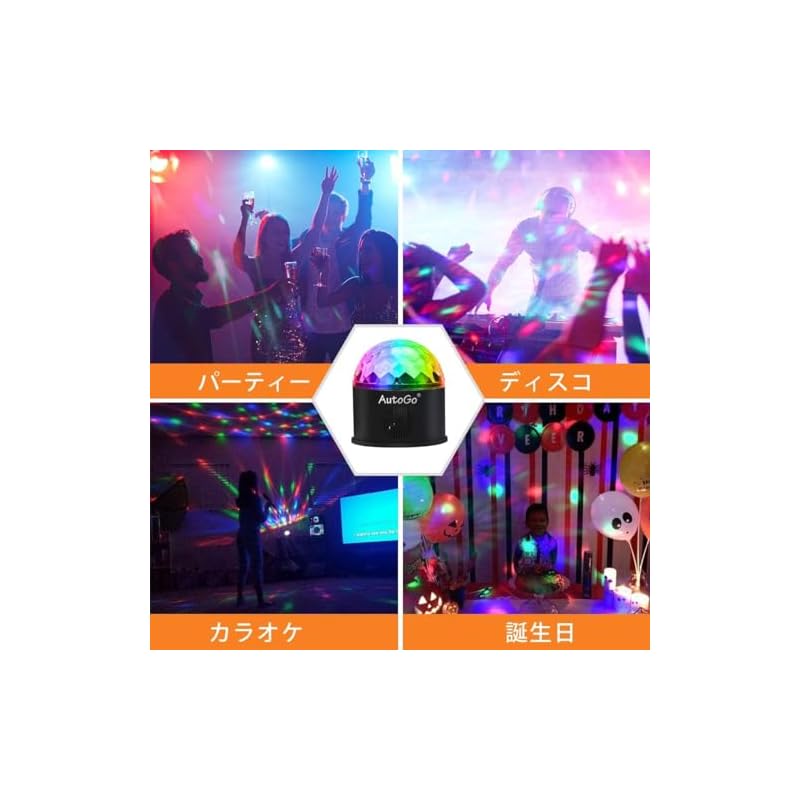 AutoGo Mirror Ball Disco Light [9 Colors RGB] LED Stage Lighting with Remote Control, Voice Activated, Multifunctional, Crystal Rotating, USB Powered,