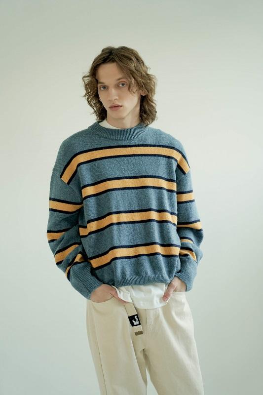 OUT OF TRUNK Color Block Striped Knit Sweater