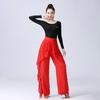 Latin Dance Pants Modern Dance Women High Waist Ruffle Wide Pants Ballroom Tango Samba Trousers Performance Practice Costume