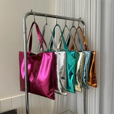 Glänzende Tragetaschen für Damen, modische Einkaufstasche mit hoher Kapazität, Handtaschen aus PU-Leder, glänzend, lässige Damenhandtasche, Umhängetasche für Mädchen