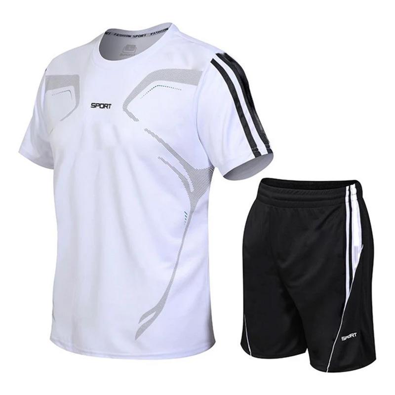 2026 Men's Quick-Drying Short-Sleeved Shorts Suit Sportswear Men's Leisure Sports Running Fitness T-Shirt Shorts Set Men