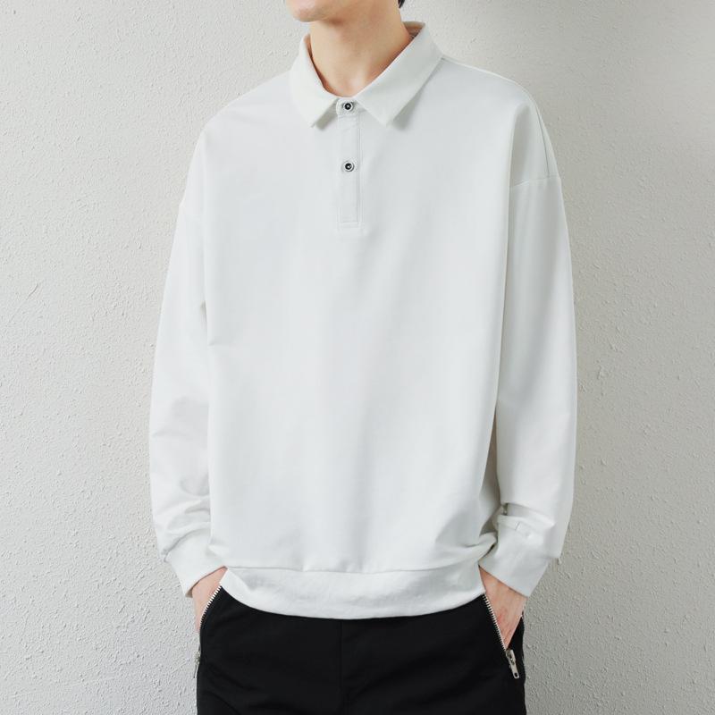 Polo Hoodie Men Spring and Autumn New Lapel Long-sleeved T-shirt Men's Loose Fashion Brand Clothes Fall