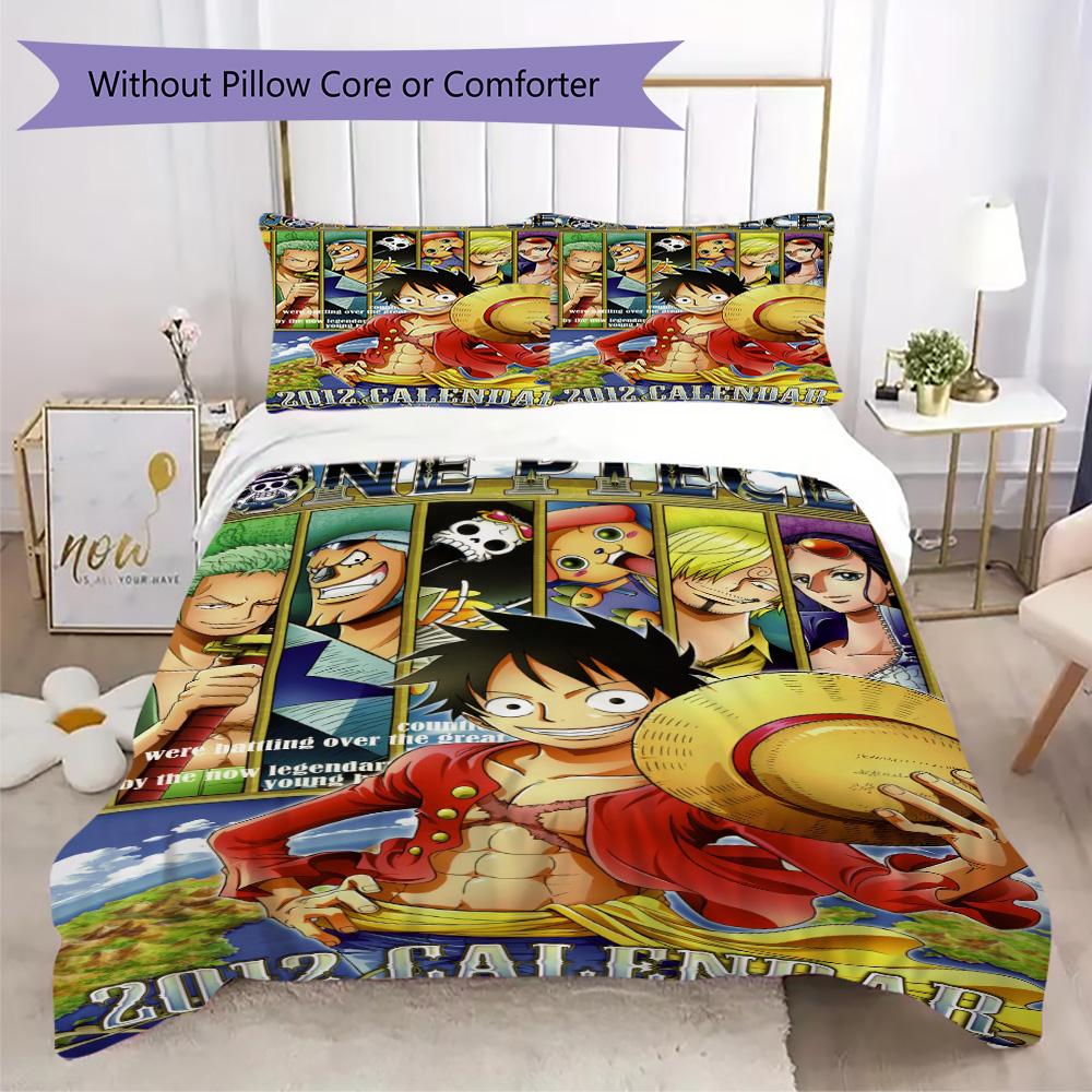 Starring the classic Japanese cartoon ONE PIECE Monkey D. Luffy provides comfortable bedding covers and pillowcases for home use (without core) K18