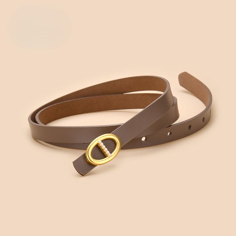 Slim Belt Women's Dress Belt Women's Retro Cowhide Hand Belt Belt Belt Belt