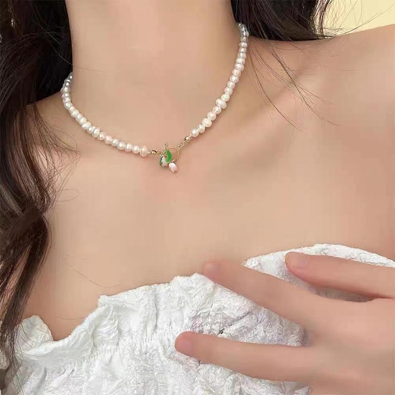 Fashion Delicate Pearl Tulip Beaded Necklaces Elegant Bracelet Temperament Design Sweet Necklace Women'S Party Jewelry Gifts