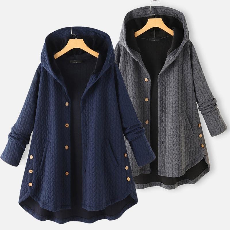 Women's Autumn and Winter Mid-length Hooded Coat Casual Warm Fashion Ladies Cotton-padded Jacket Tops Plus Size