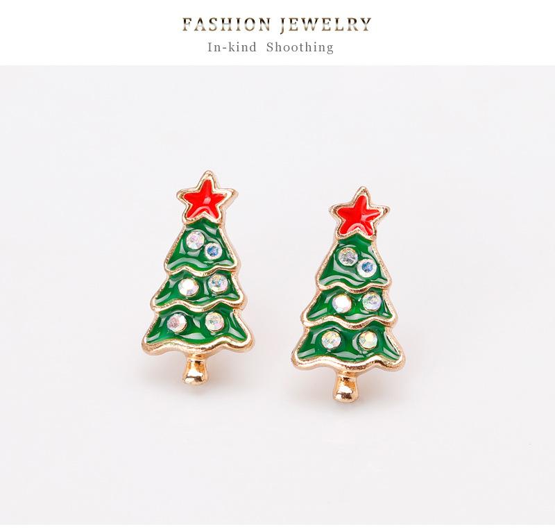 Christmas Tree Ear Studs Fashionable Lady Alloy Earrings Crystal Inlaid Jewelry Ornaments