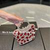 High-end party burgundy dress bag light luxury diamond-encrusted gold dinner bag women's exquisite messenger handbag