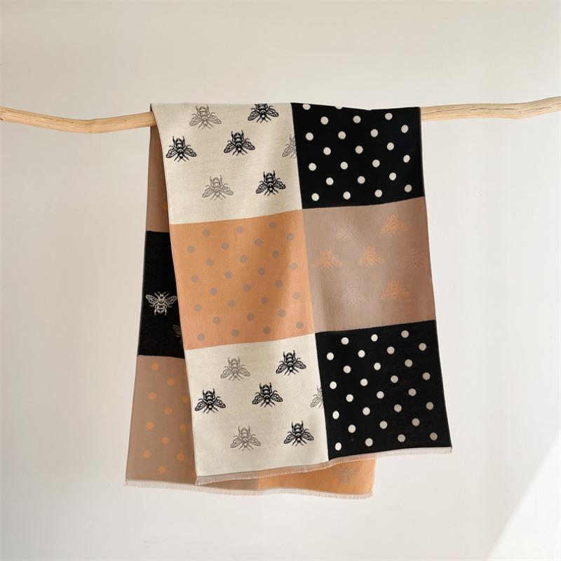 Little bee imitation cashmere scarf women's thickened versatile color matching shawl winter new scarf