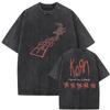 Washed Vintage Rock Band Korn Freak on A Leash Double Sided Print T Shirt Men Gothic Casual Oversized Tees Unisex Summer Tshirt