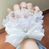 White Flower Lace Pearl Bow Fake Flared Sleeves Bracelet Sweet Girl Wristband Layer Detachable Cuff Cosplay Ornament