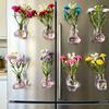 1/8/10Pcs Vertical Greenery Vase Magnetic Mini Clear Glass Propagation Vase with Faux Flowers Dorm Room Plant Decor
