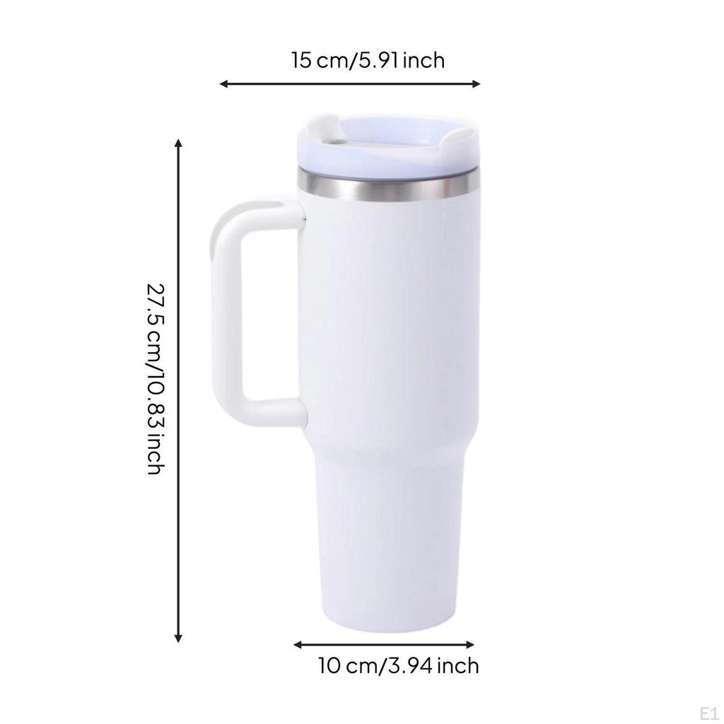 Insulated Tumbler with Handle Large Capacity Handled Travel Cup Straw Stainless Steel