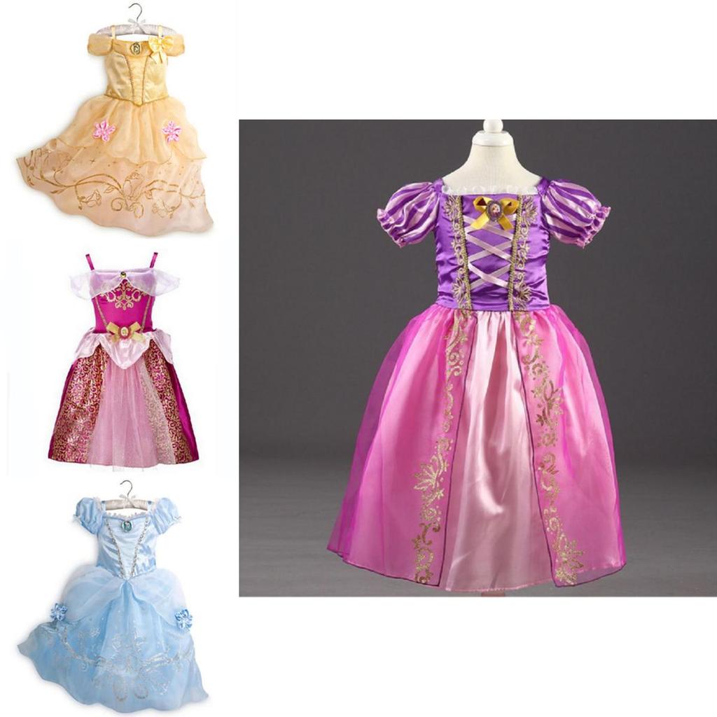 Elegant Kids Girls Princess Fancy Dress For Rapunzel Belle Cosplay
