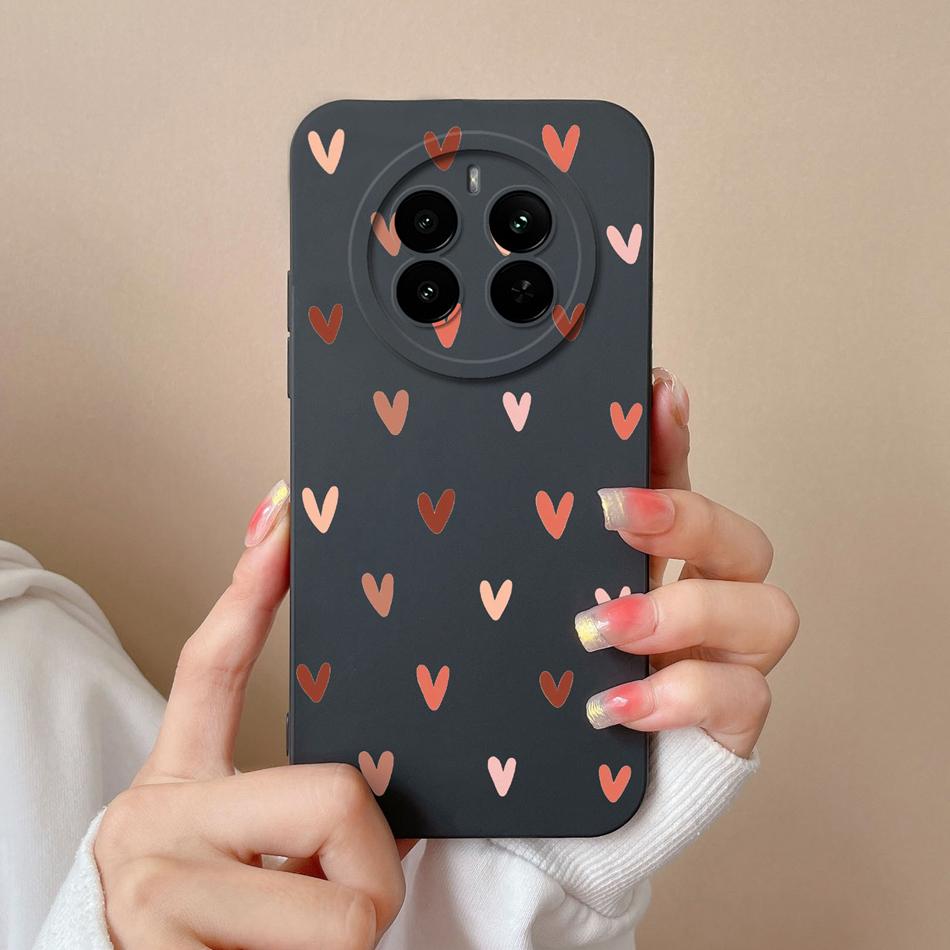 Love Heart Case For Realme 12 Pro Plus 12 Lite Back Cover For Realme12 4G Funda Liquid Silicone Camera Protection Phone Housing