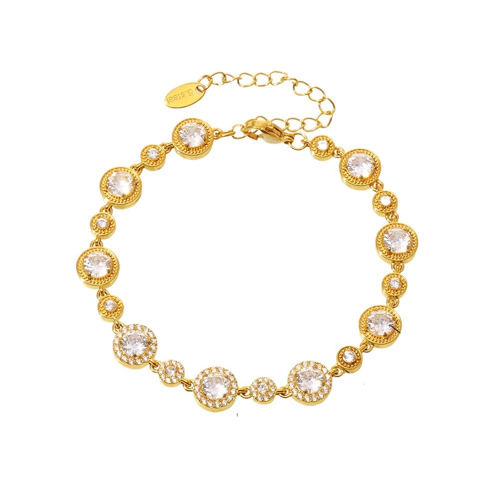 1 Pc Non Fading Stainless Steel Hand Inlaid Super Sparkling Geometric Zirconia Women's Starry Sky Bracelet Combination