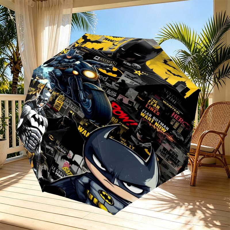 Superheroes Print Automatic Open Close Umbrella, Portable Foldable Umbrella, for Outdoor Commute Camping Trip, Ideal Birthday Gift