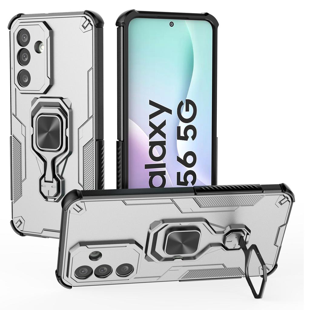 For Samsung Galaxy M56 5G Case Rotatable Ring Kickstand PC+TPU Shockproof Phone Cover