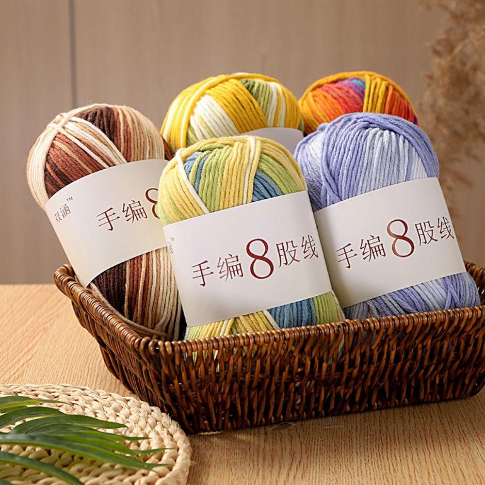 Multi-Color Hand-Dyed Yarn 8 Strands 8-Ply Crochet Yarn Hand Knitting Yarn Sweater Making
