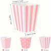12pcs Pink Paper Popcorn Boxes Striped Polka Dot Design Candy Cardboard Buckets For Theater Carnival Birthday Party Favor Bags