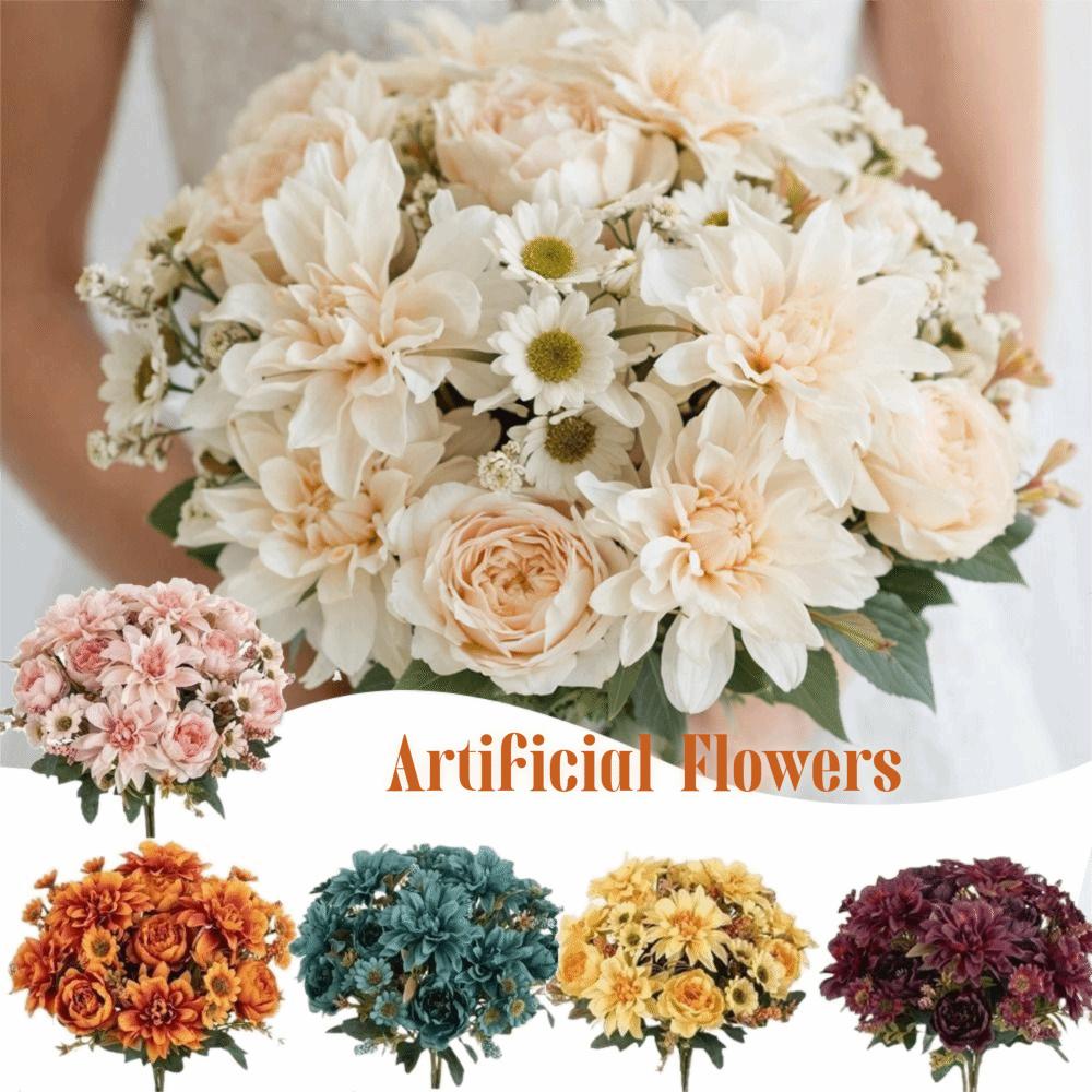 Bridal Bouquet Silk Dahlia Flower Arrangements Simulated Dahlia Artificial Flowers Bridal Bouquet