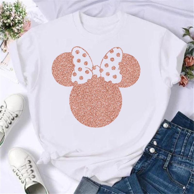 Unisex Mickey Mouse Fashion Leopard Minnie Head T Shirt T-shirt Cartoon Graphic Print Tshirt Streetwear Tops Clothing