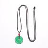 Natural Green Jade Donut Charm Necklace Ice Embellish Green Pendant Necklaces Simple  Jewelry For Women Men Gifts