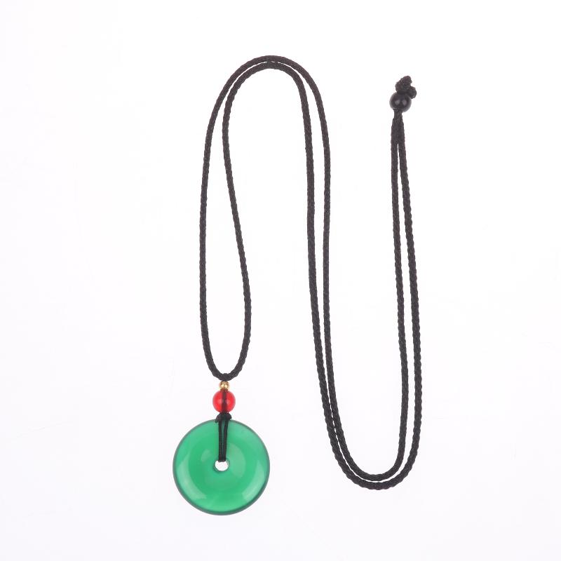 Natural Green Jade Donut Charm Necklace Ice Embellish Green Pendant Necklaces Simple  Jewelry For Women Men Gifts