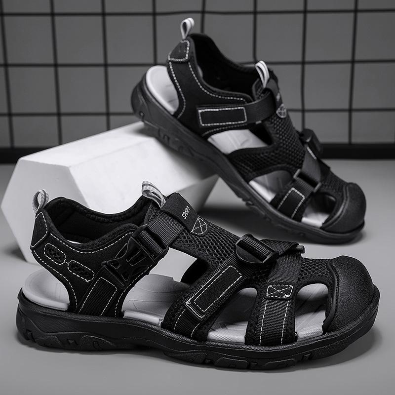 

Fashion Summer Sandals Men s New Hollow Platform Breathable Beach Anti Slip Outdoor Walking Fashion Flat Shoes 40-45 Zapatos Hombre 45 чёрный