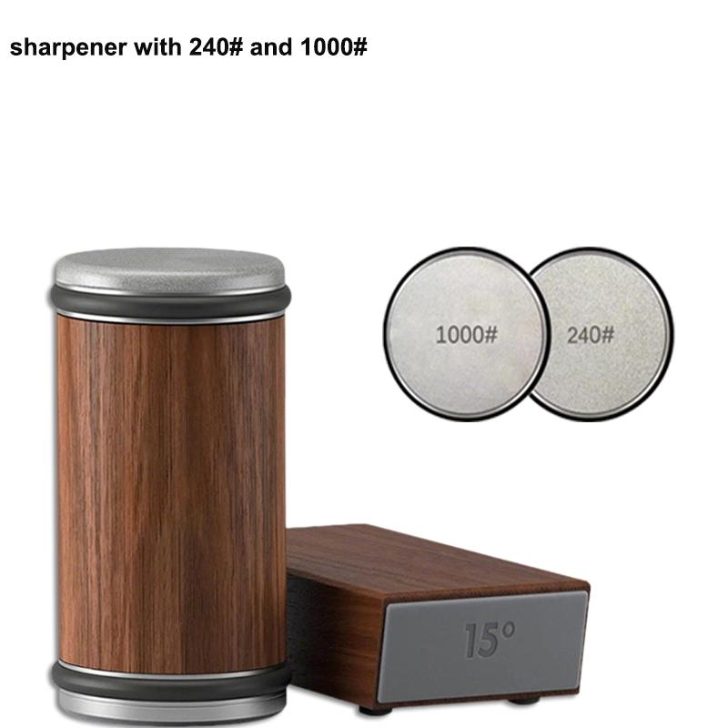 Rolling Knife Sharpener Kitchen Manual Knife Sharpening 15° Degrees Angle Roller Knife Whetstone Ceramic Roller Knife Whetstone