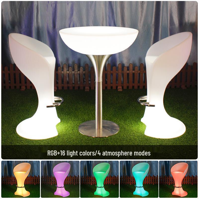 LED Luminous Clear Cocktail Table, High Bar Design for Couples and Outdoor Use