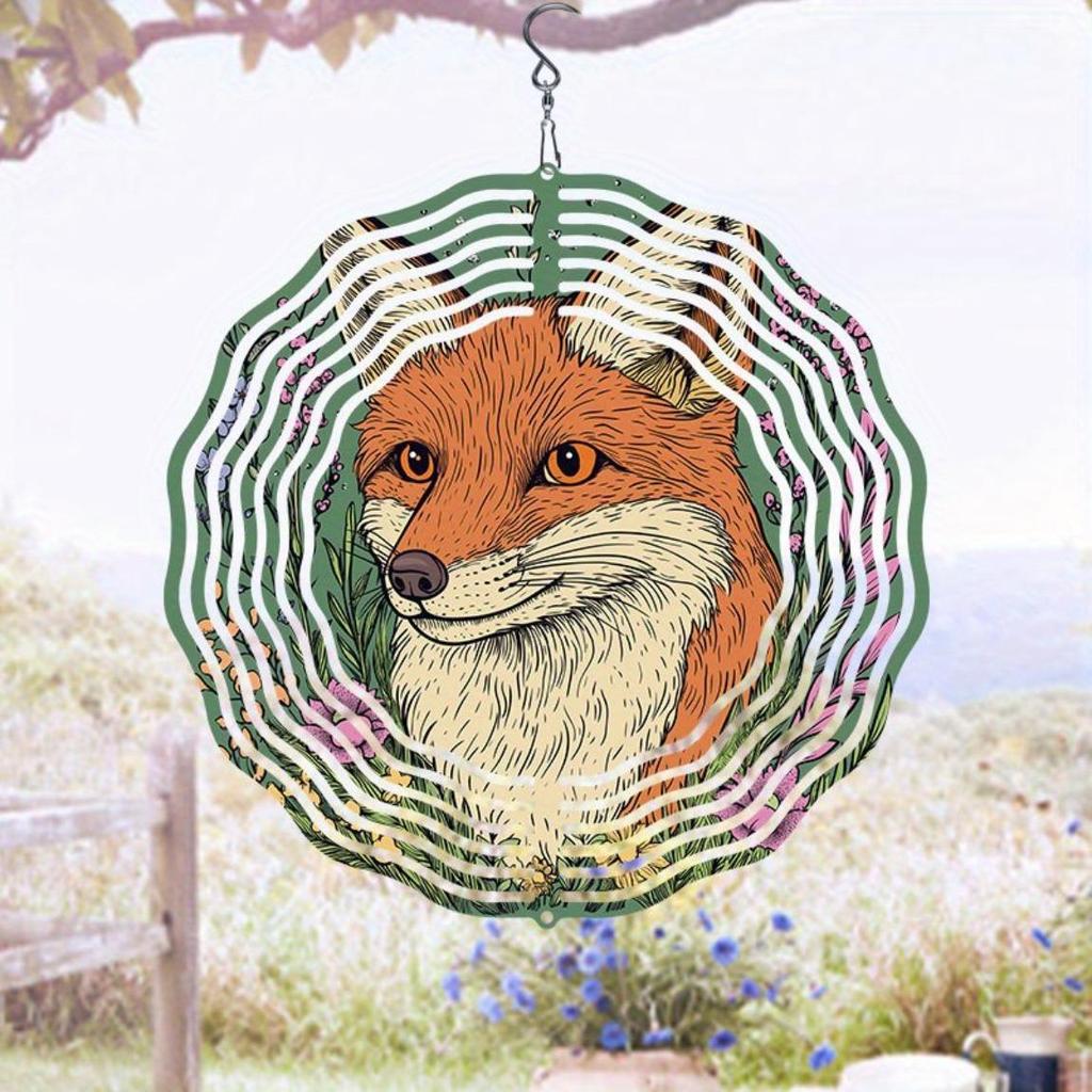 Vibrant Metal Fox Garden Spinner for Outdoor Decor Durable Wind Powered Sculpture for Yard Art and Thanksgiving Decoration Indoor Outdoor Use